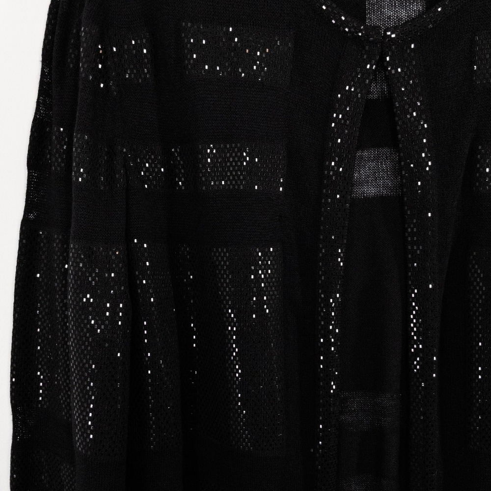 St John Black Sequin Open Front Knit Cardigan Sweater Jacket Women's 14 USA - Picture 9 of 10